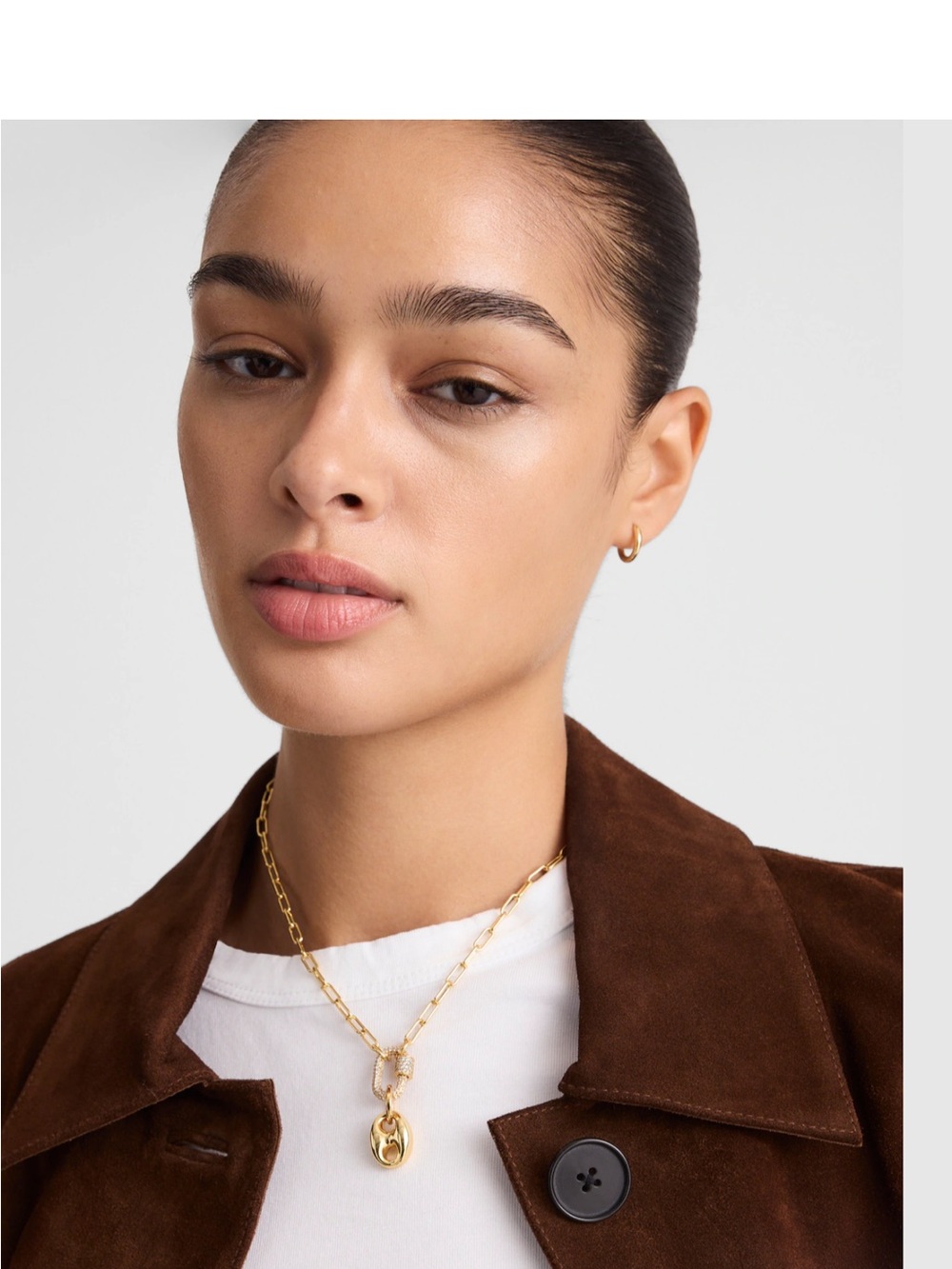 Madewell Pavé Carabiner Paperclip Chain Necklace Gold